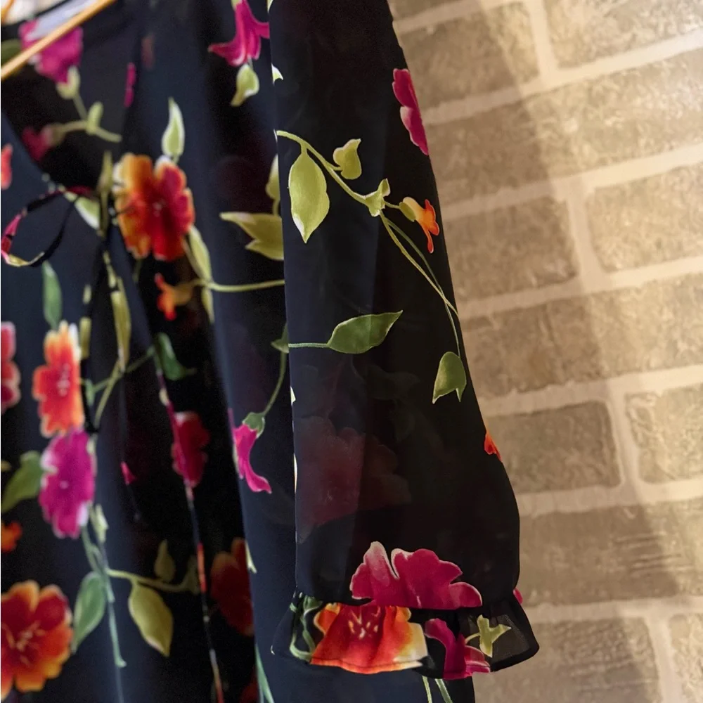 Worthington Floral Long Sleeve Dress Two Piece Set - Picture 11 of 12